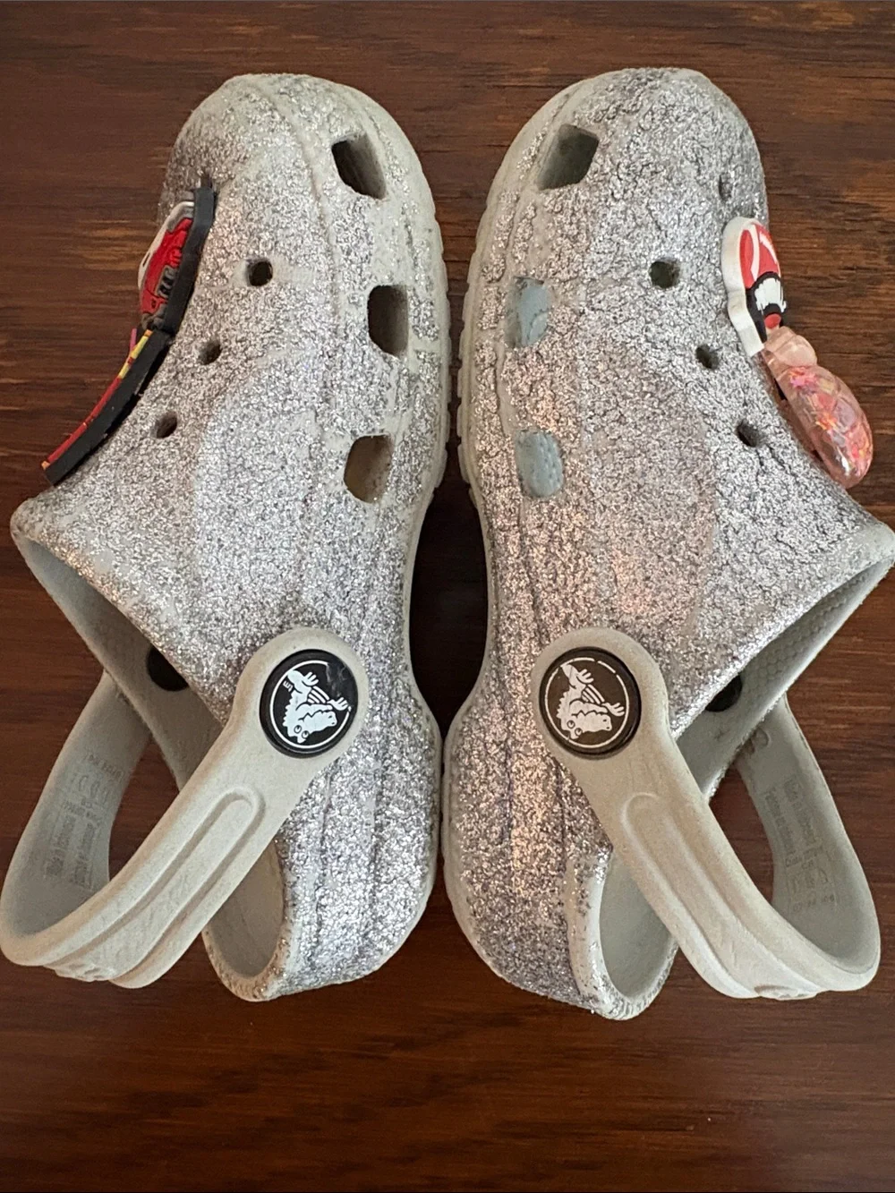 CROCS Classic Clog with Glitter and Jibbitz Charms Size 8